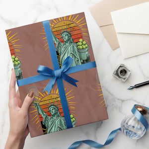 Funny Statue Of Liberty Tennis Player Wrapping Paper Roll Patriotic Sports Lover TS12 Mocha Print Your Wear