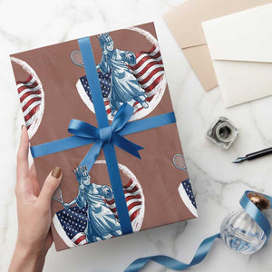 Funny Statue Of Liberty Tennis Player Wrapping Paper Roll USA Pride Female Tennis Gift TS12 Mocha Print Your Wear