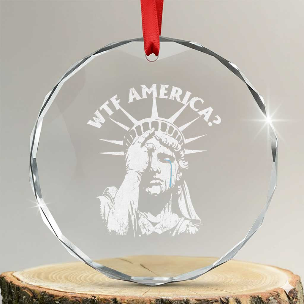 Funny Statue Of Liberty WTF America Crystal Glass Ornament - Print Your Wear