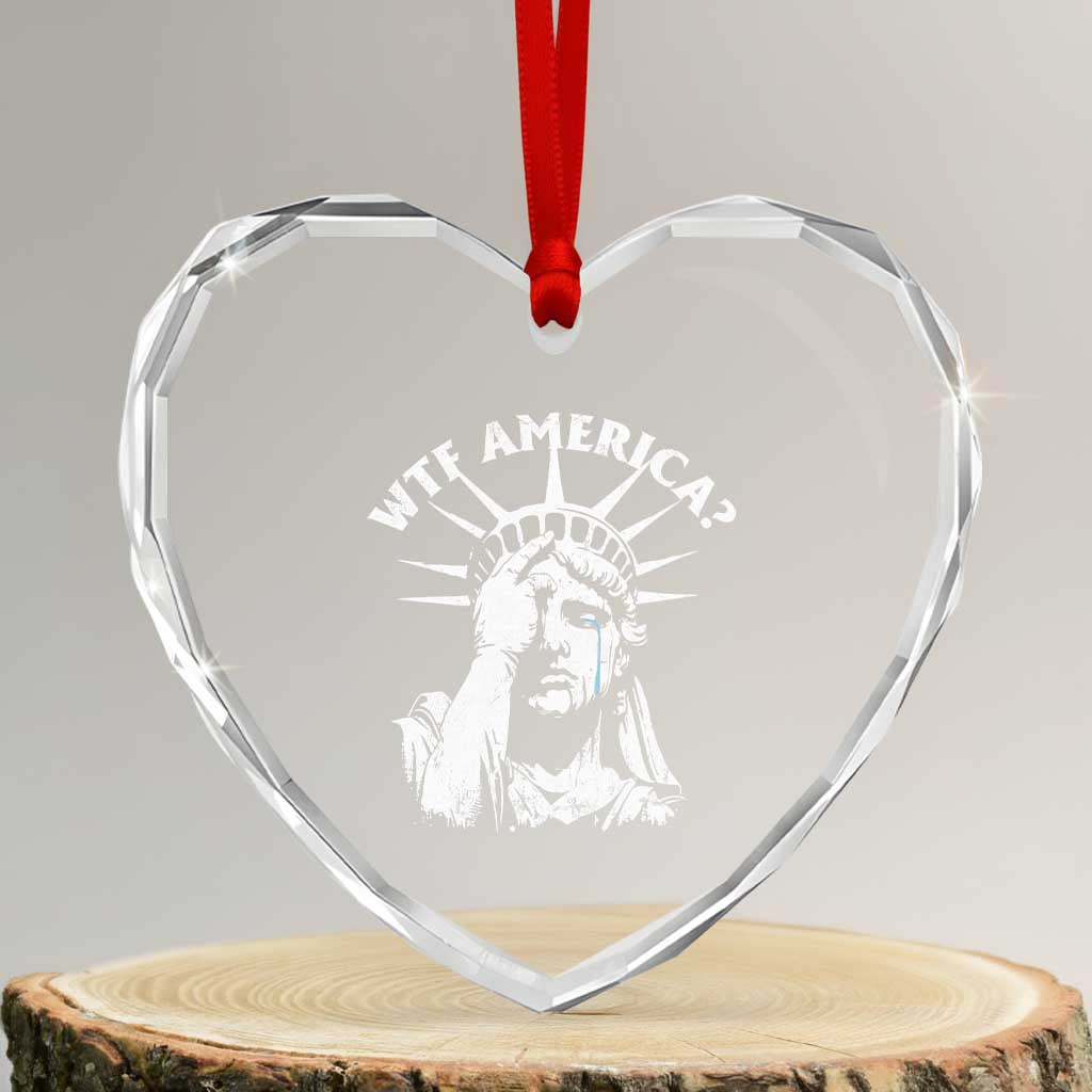 Funny Statue Of Liberty WTF America Heart Crystal Glass Ornament - Print Your Wear