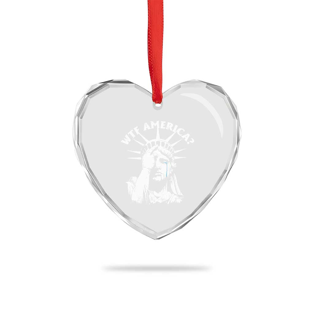 Funny Statue Of Liberty WTF America Heart Crystal Glass Ornament - Print Your Wear