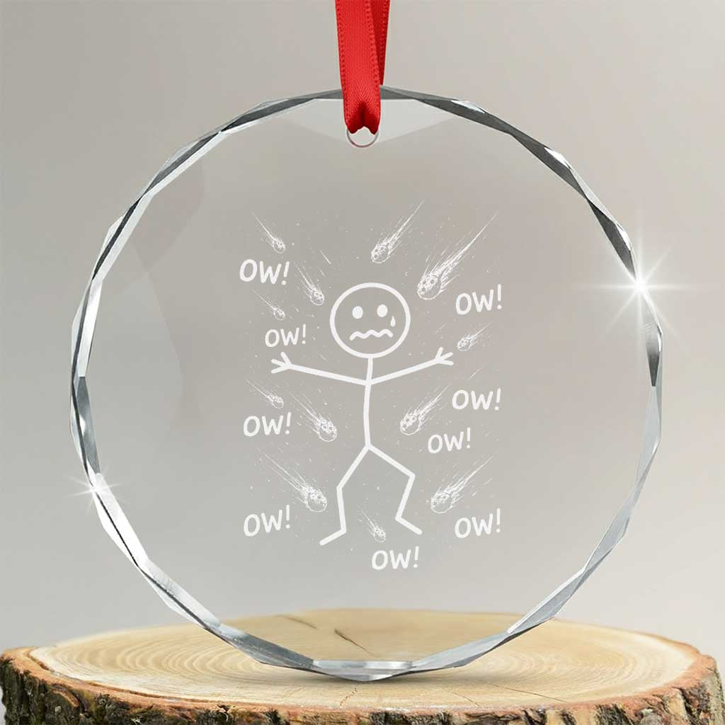 Funny Stick Figure Meteor Shower Crystal Glass Ornament Cosmic Joke TS12 Transparent Glass 3'' Circle Print Your Wear