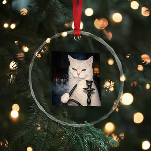 Funny Stoner Cat Crystal Glass Ornament 420 Stoner Smoking Cat Cannabis Lover Meme TS14 Print Your Wear