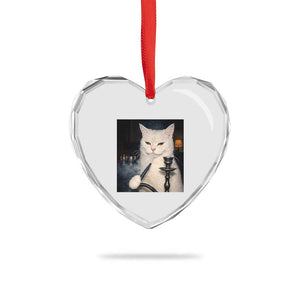 Funny Stoner Cat Heart Crystal Glass Ornament 420 Stoner Smoking Cat Cannabis Lover Meme TS14 Print Your Wear