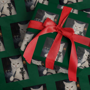 Funny Stoner Cat Wrapping Paper Roll 420 Stoner Smoking Cat Cannabis Lover Meme TS14 Green Print Your Wear