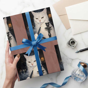 Funny Stoner Cat Wrapping Paper Roll 420 Stoner Smoking Cat Cannabis Lover Meme TS14 Mocha Print Your Wear