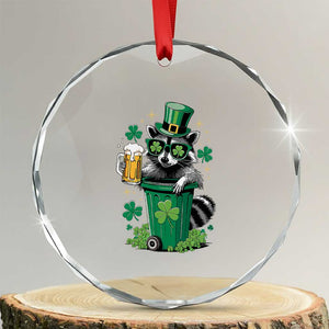 Funny St.Patrick's Day Raccoon Crystal Glass Ornament Patrick Drinking Irish - Print Your Wear