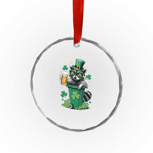 Funny St.Patrick's Day Raccoon Crystal Glass Ornament Patrick Drinking Irish - Print Your Wear