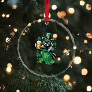 Funny St.Patrick's Day Raccoon Crystal Glass Ornament Patrick Drinking Irish - Print Your Wear
