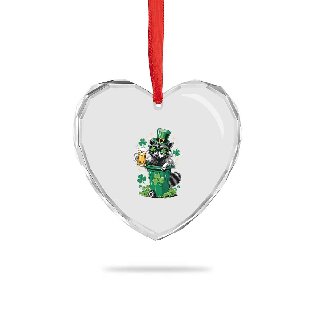Funny St.Patrick's Day Raccoon Heart Crystal Glass Ornament Patrick Drinking Irish TS02 Print Your Wear