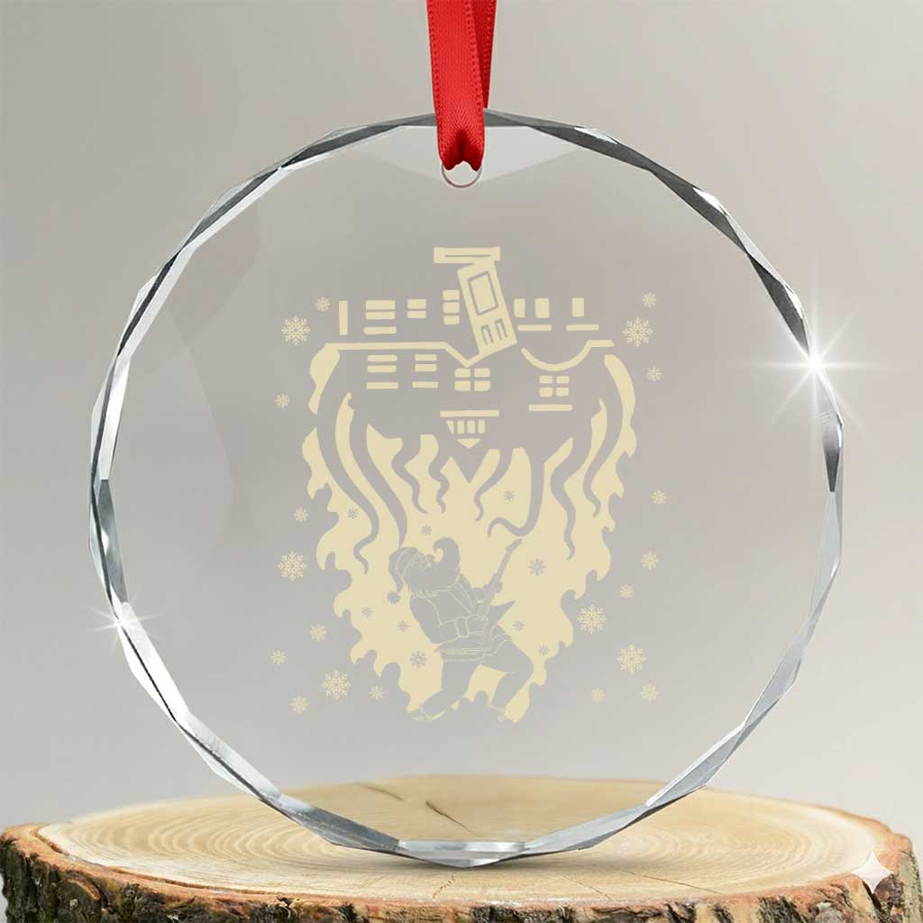 Funny Stranger Christmas Crystal Glass Ornament Heavy Metal Santa Upside Down TS11 Transparent Glass 3'' Circle Print Your Wear
