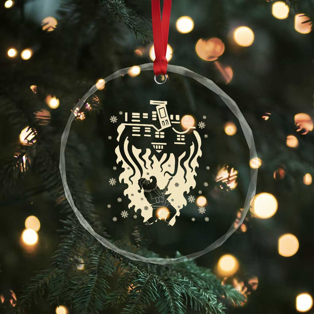 Funny Stranger Christmas Crystal Glass Ornament Heavy Metal Santa Upside Down TS11 Print Your Wear