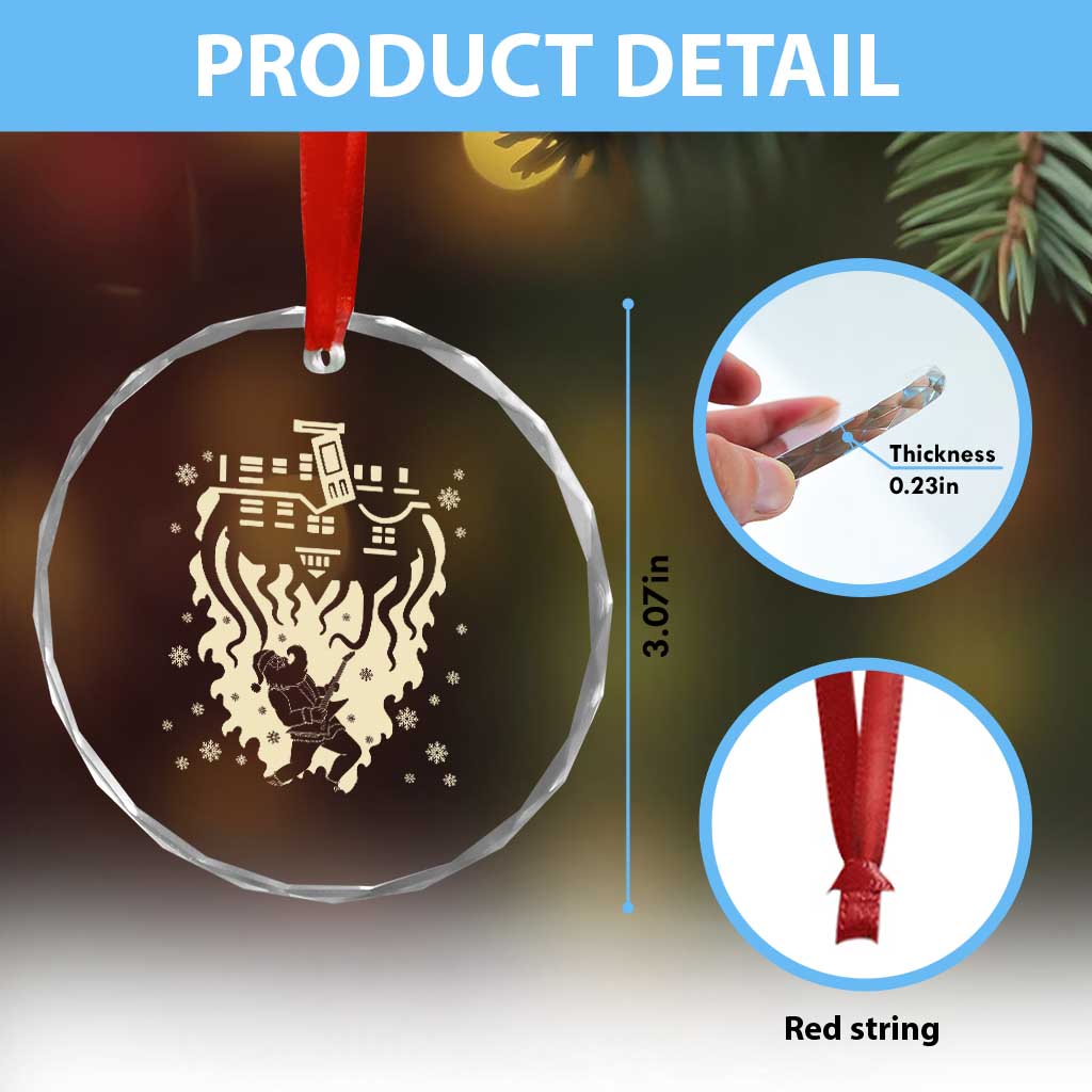 Funny Stranger Christmas Crystal Glass Ornament Heavy Metal Santa Upside Down TS11 Print Your Wear