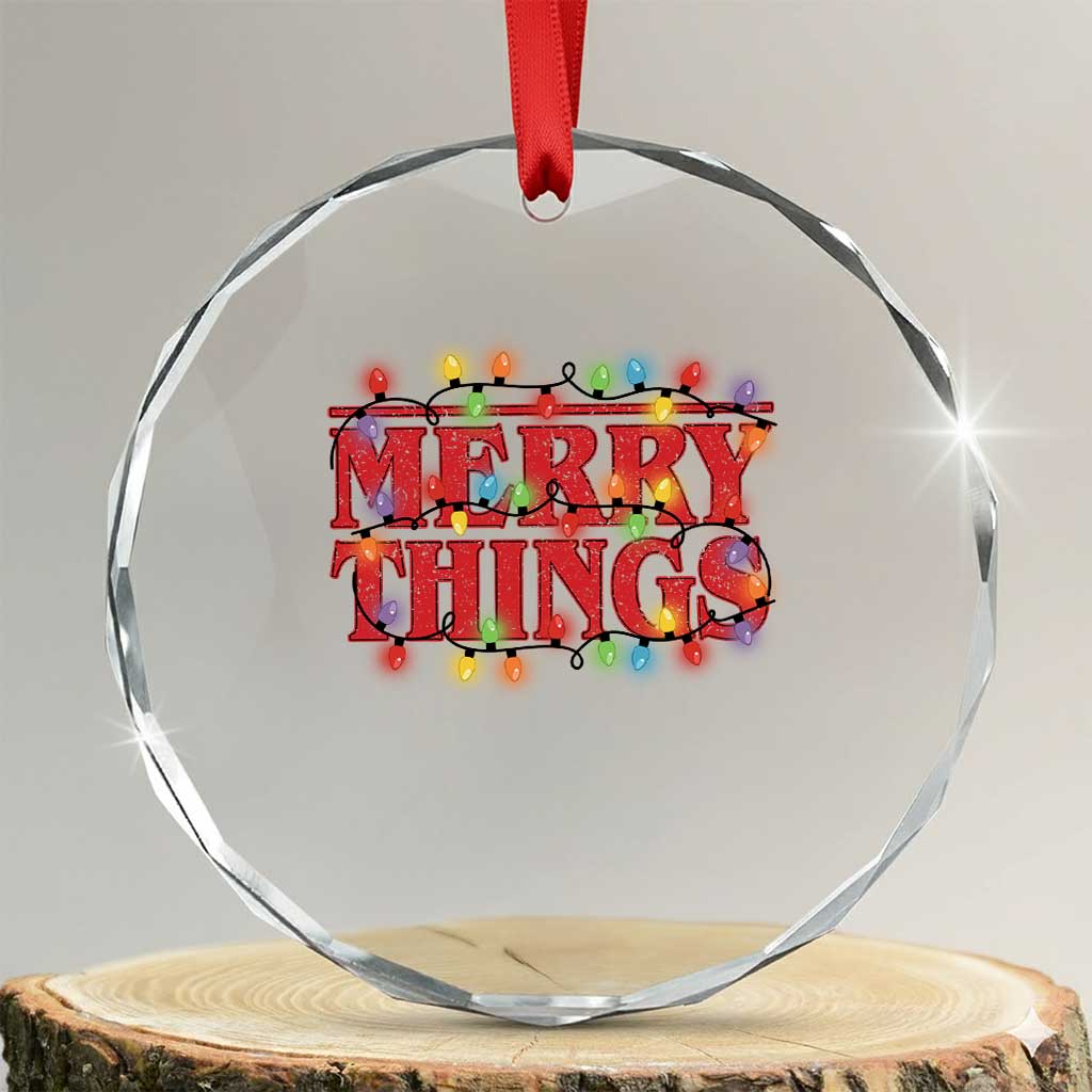 Funny Stranger Christmas Crystal Glass Ornament Merry Things Xmas Movie Neon Lights TS11 Transparent Glass 3'' Circle Print Your Wear