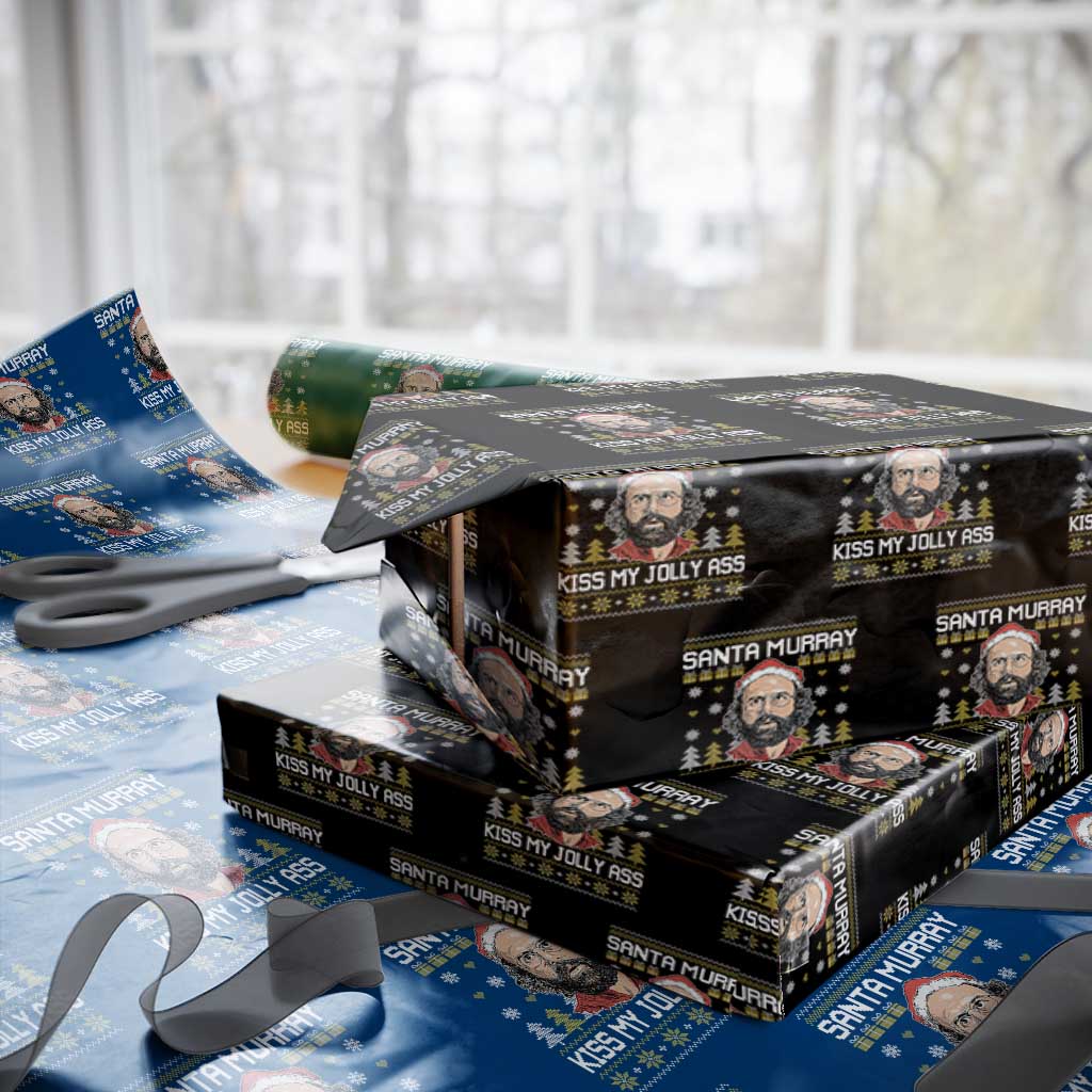 Funny Stranger Murray Christmas Wrapping Paper Roll Santa Murray Kiss My Jolly Ass TS11 Black Print Your Wear