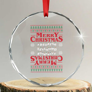 Funny Stranger Xmas Crystal Glass Ornament Merry Christmas Alphabet Neon Lights Movie TS11 Transparent Glass 3'' Circle Print Your Wear
