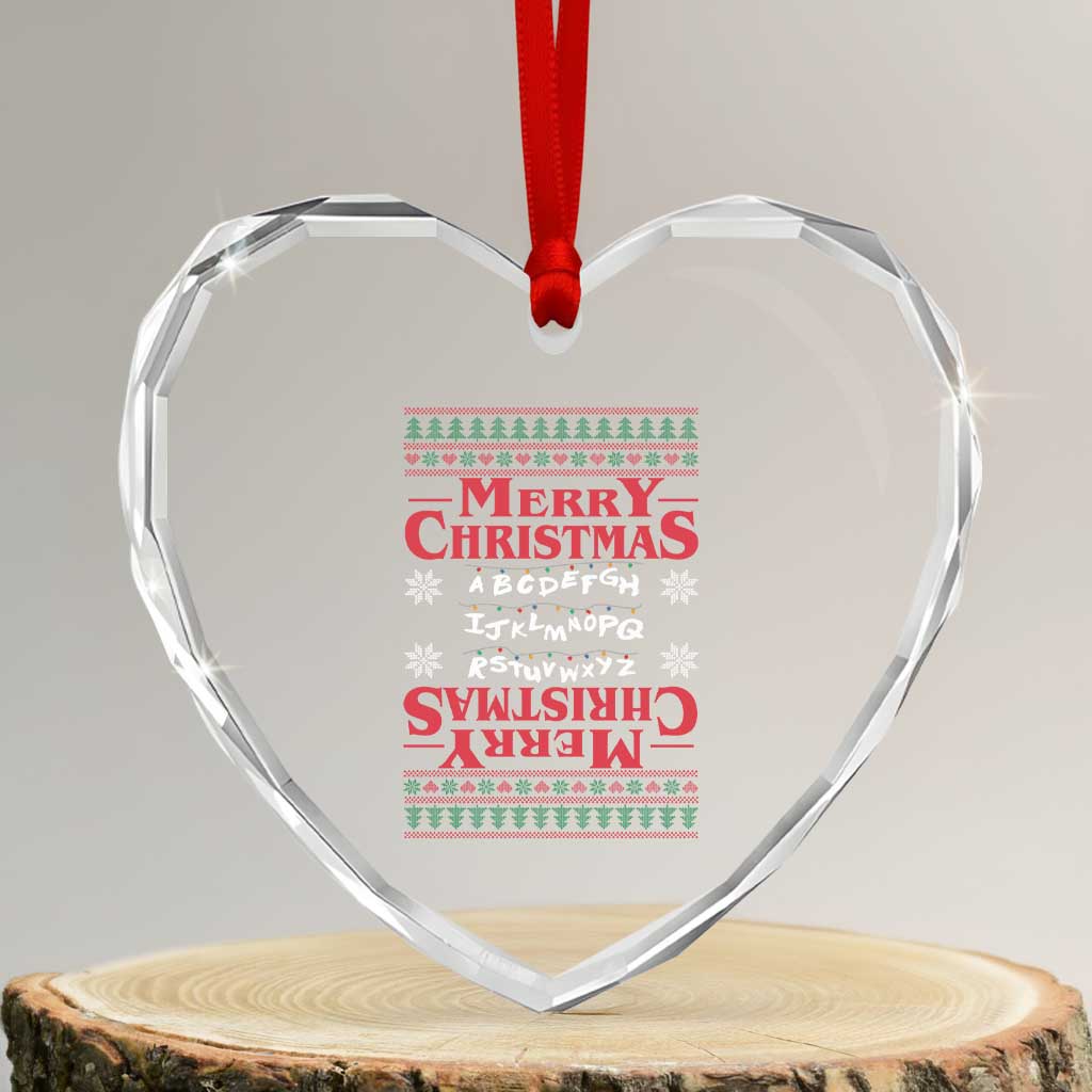 Funny Stranger Xmas Heart Crystal Glass Ornament Merry Christmas Alphabet Neon Lights Movie TS11 Transparent Glass 3'' Heart Print Your Wear
