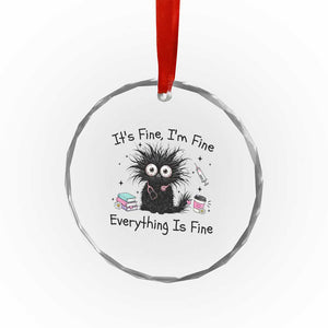 Funny Stressed Black Cat Nursing Student Life Crystal Glass Ornament ts Fine Im Fine Everything Is Fine TS12 Print Your Wear