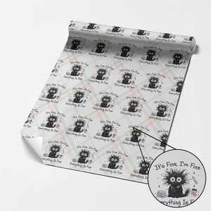 Funny Stressed Black Cat Nursing Student Life Wrapping Paper Roll ts Fine Im Fine Everything Is Fine