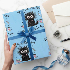 Funny Stressed Black Cat Nursing Student Life Wrapping Paper Roll ts Fine Im Fine Everything Is Fine