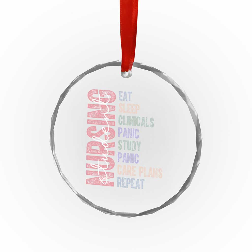 Funny Student Nurse Life Crystal Glass Ornament Eat Sleep Clinicals Panic Study Repeat TS12 Print Your Wear
