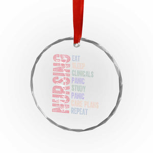 Funny Student Nurse Life Crystal Glass Ornament Eat Sleep Clinicals Panic Study Repeat TS12 Print Your Wear