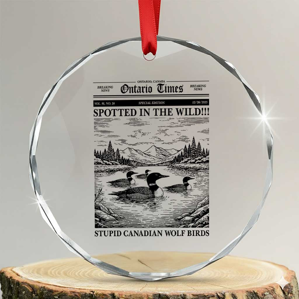 Funny Stupid Canadian Wolf Bird Crystal Glass Ornament Funny Common Loon Newspaper LGBT Hockey TS11 Transparent Glass 3'' Circle Print Your Wear
