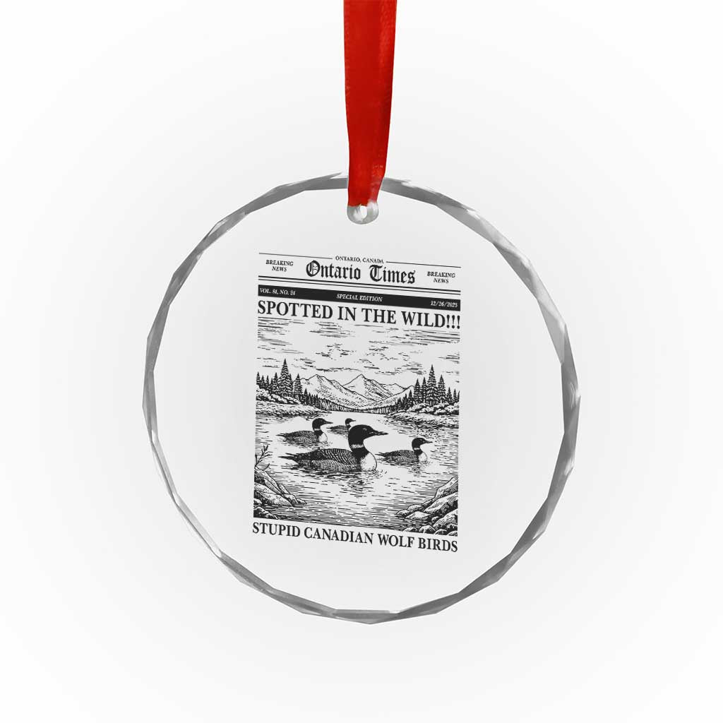Funny Stupid Canadian Wolf Bird Crystal Glass Ornament Funny Common Loon Newspaper LGBT Hockey TS11 Print Your Wear
