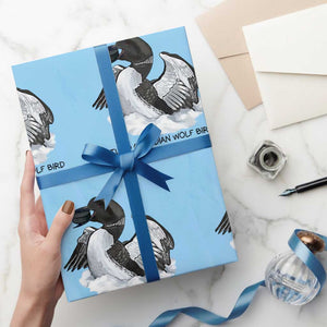 Funny Stupid Canadian Wolf Bird Wrapping Paper Roll Common Loon with Hockey Puck Bird Meme TS02 Light Blue Print Your Wear