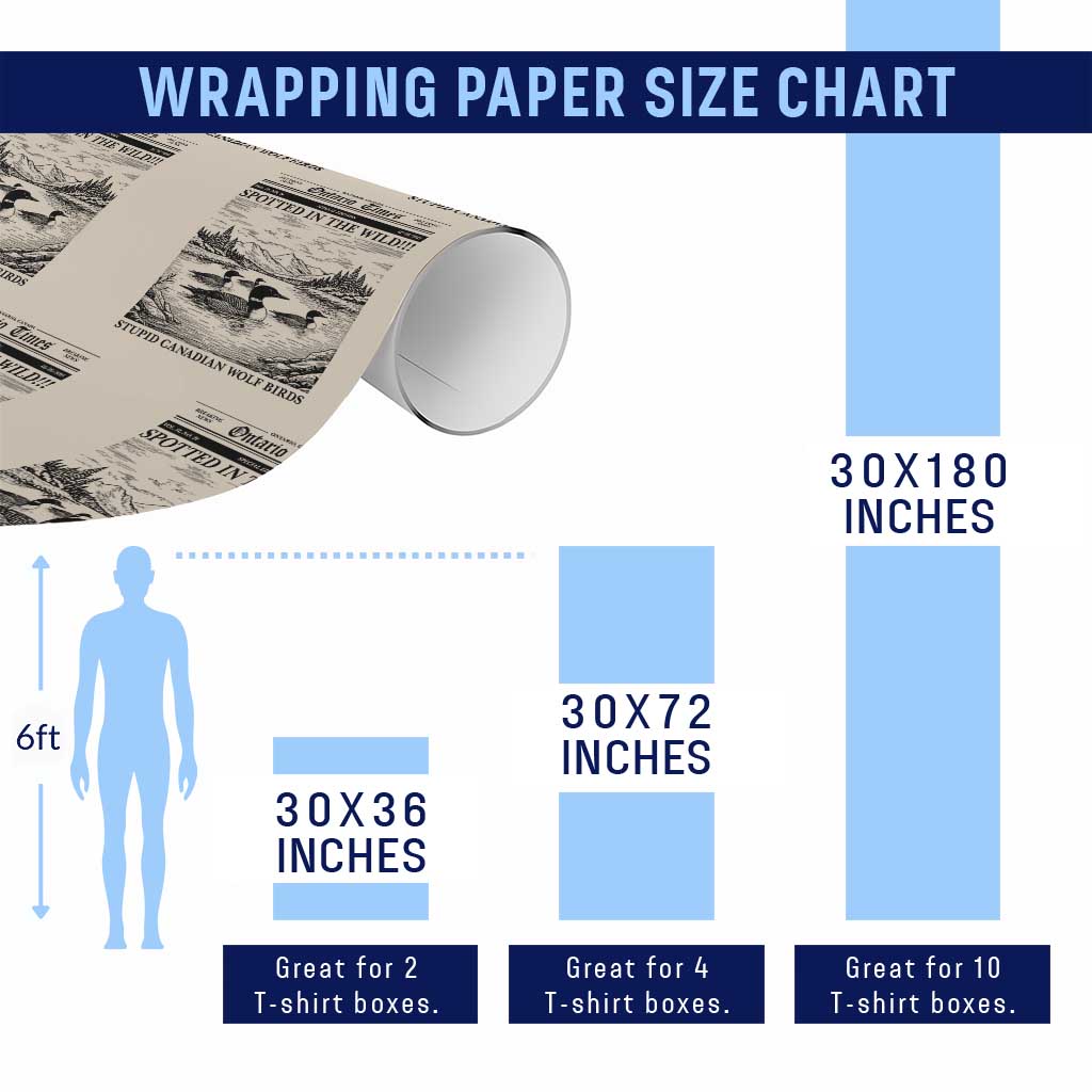 Funny Stupid Canadian Wolf Bird Wrapping Paper Roll Funny Common Loon Newspaper LGBT Hockey TS11 Print Your Wear