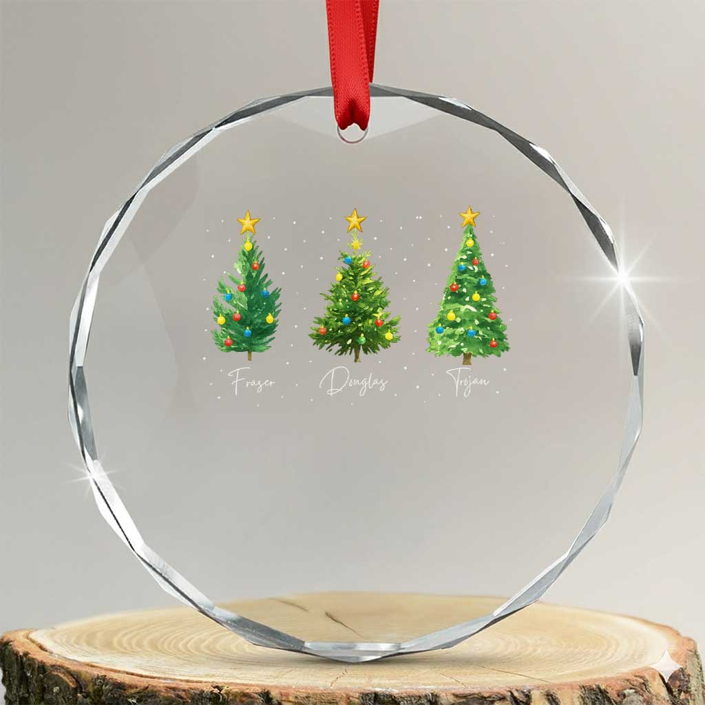 Funny Subtle FDT Resist Christmas Crystal Glass Ornament Fraser Douglass Trojan Xmas Tree TS11 Transparent Glass 3'' Circle Print Your Wear