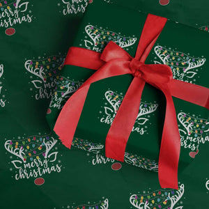 Funny Subtle Trump Xmas Hidden Message Merry Christmas Reindeer Wrapping Paper Roll TS11 Green Print Your Wear