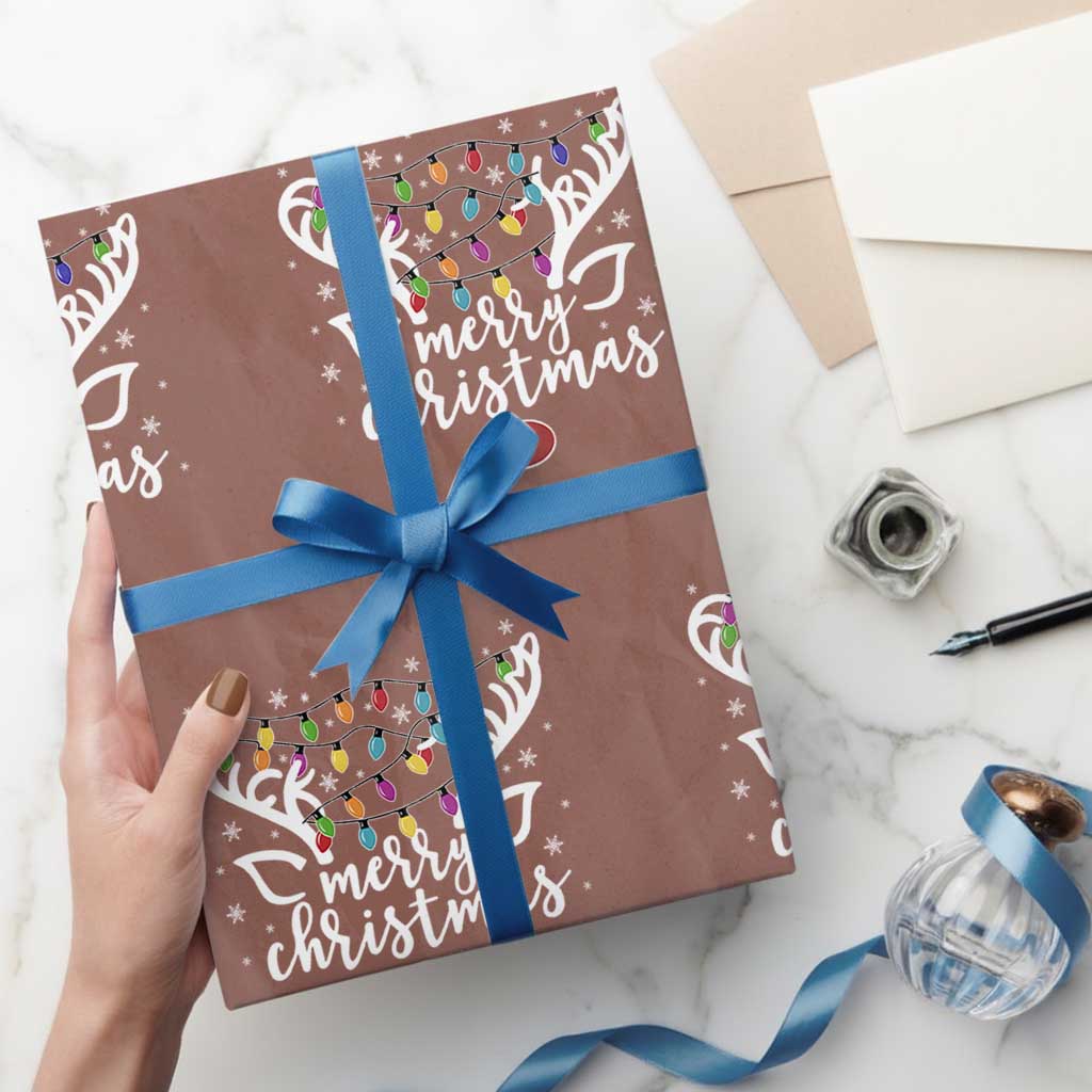 Funny Subtle Trump Xmas Hidden Message Merry Christmas Reindeer Wrapping Paper Roll TS11 Mocha Print Your Wear