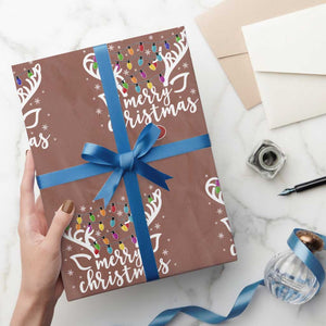 Funny Subtle Trump Xmas Hidden Message Merry Christmas Reindeer Wrapping Paper Roll TS11 Mocha Print Your Wear