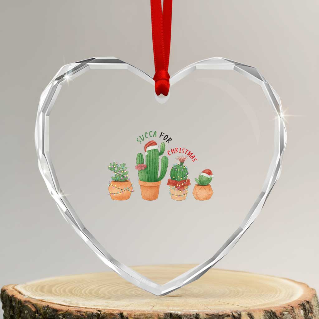 Funny Succulent Plant Lover Gift Heart Crystal Glass Ornament Succa For Christmas TS12 Transparent Glass 3'' Heart Print Your Wear