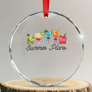 Funny Summer Plans Crystal Glass Ornament Refreshing Tropical Cocktail Lover Gift
