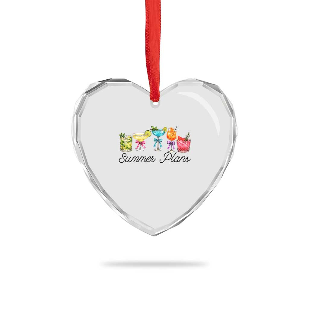 Funny Summer Plans Heart Crystal Glass Ornament Refreshing Tropical Cocktail Lover Gift