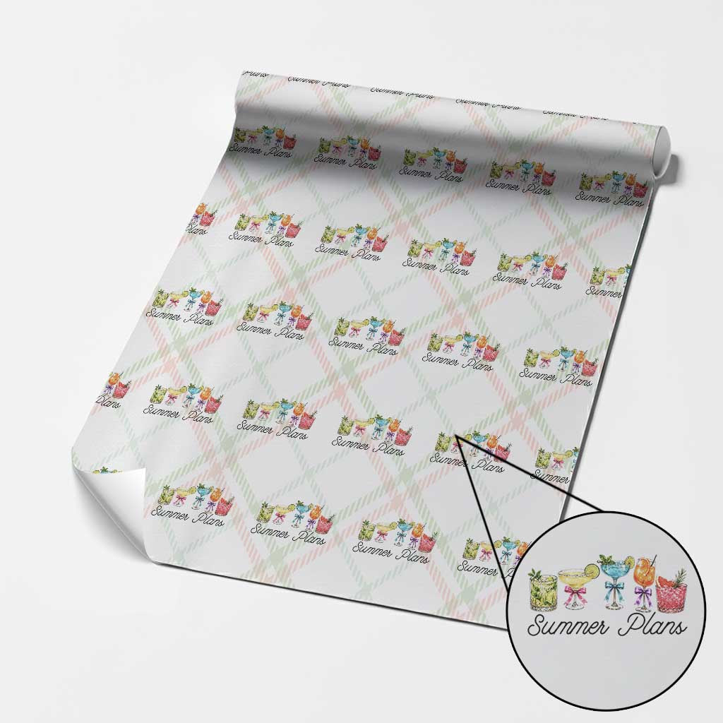 Funny Summer Plans Wrapping Paper Roll Refreshing Tropical Cocktail Lover Gift