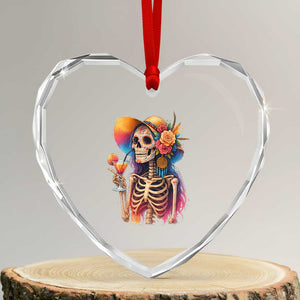 Funny Summer Sugar Skull Cocktail Lover Heart Crystal Glass Ornament TS12 Transparent Glass 3'' Heart Print Your Wear