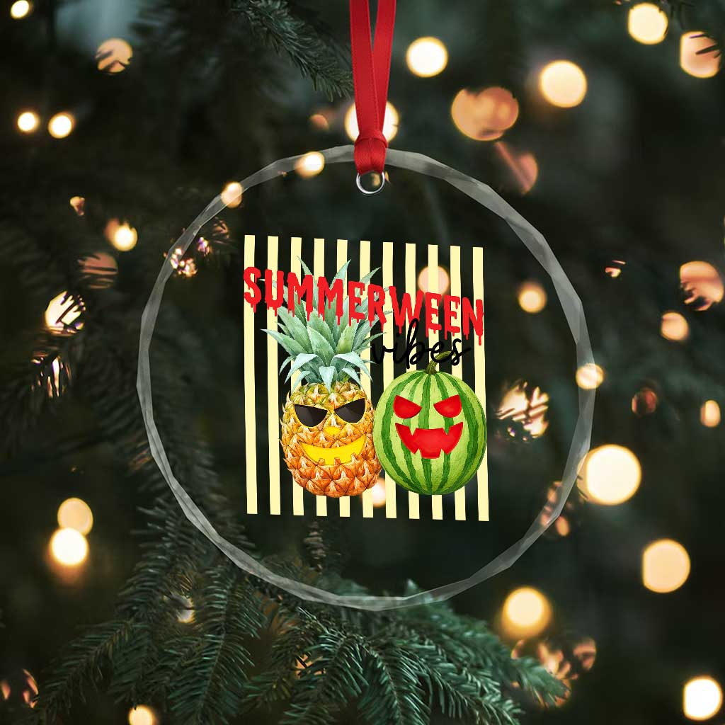 Funny Summerween Fruit Crystal Glass Ornament Spooky Pineapple Watermelon Graphic TS12 Print Your Wear