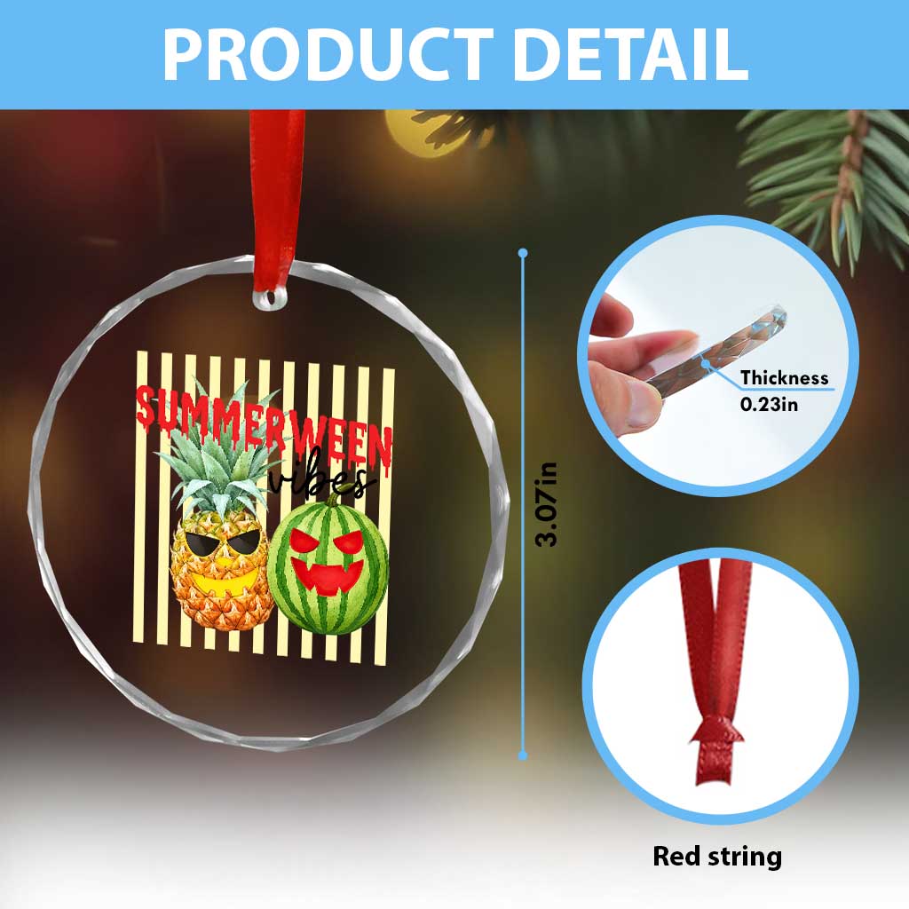 Funny Summerween Fruit Crystal Glass Ornament Spooky Pineapple Watermelon Graphic TS12 Print Your Wear