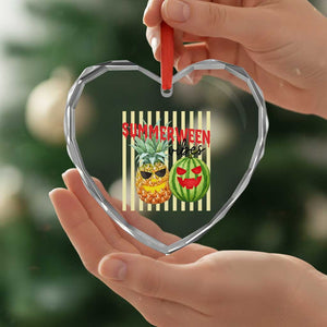 Funny Summerween Fruit Heart Crystal Glass Ornament Spooky Pineapple Watermelon Graphic