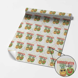 Funny Summerween Fruit Wrapping Paper Roll Spooky Pineapple Watermelon Graphic
