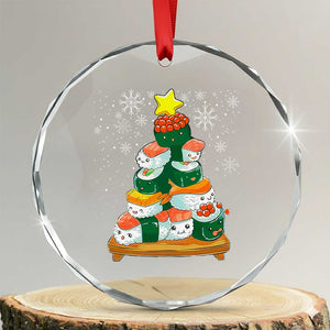Funny Sushi Christmas Tree Crystal Glass Ornament Cute Japanese Xmas TS09 Transparent Glass 3'' Circle Print Your Wear