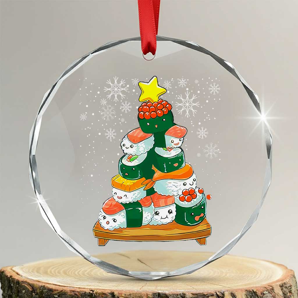 Funny Sushi Christmas Tree Crystal Glass Ornament Cute Japanese Xmas TS09 Transparent Glass 3'' Circle Print Your Wear