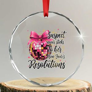 Funny Suspect Never Sticks To Her New Years Resolutions Crystal Glass Ornament Coquette Disco Ball TS11 Transparent Glass 3'' Circle Print Your Wear