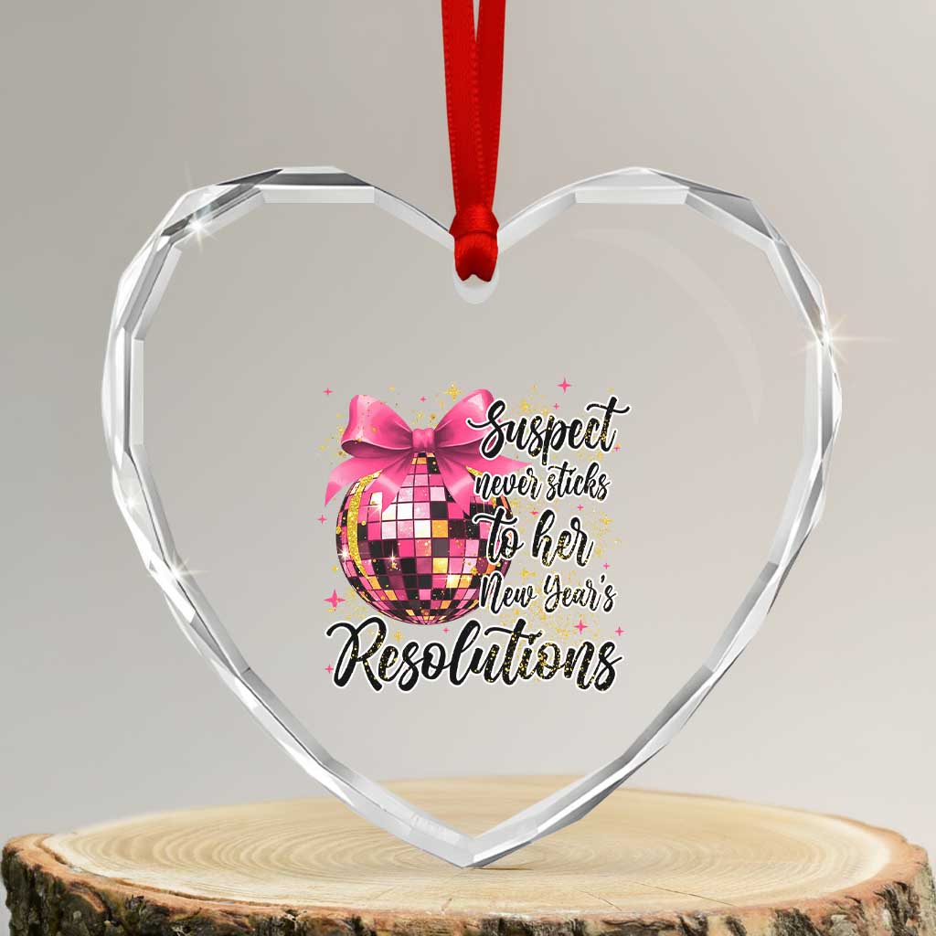 Funny Suspect Never Sticks To Her New Years Resolutions Heart Crystal Glass Ornament Coquette Disco Ball TS11 Transparent Glass 3'' Heart Print Your Wear