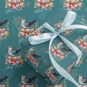 Funny Swedish Easter Day Wrapping Paper Roll Glad Pask Easter Eggs Cuckoo Bird TS11 Teal Print Your Wear