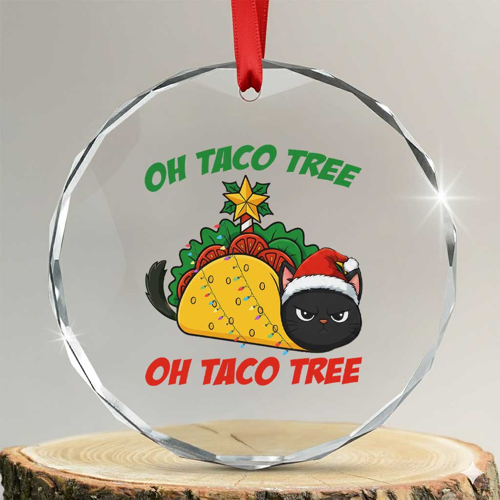 Funny Taco Cat Tree Christmas Crystal Glass Ornament TS14 Transparent Glass 3'' Circle Print Your Wear