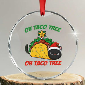 Funny Taco Cat Tree Christmas Crystal Glass Ornament TS14 Transparent Glass 3'' Circle Print Your Wear